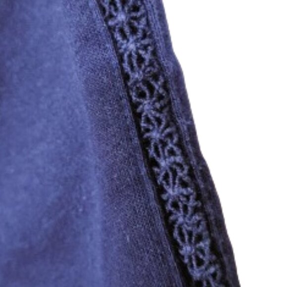 Old Navy Dk Blue 3/4 Sleeve Crochet Embellished Top - XL - Picture 6 of 8